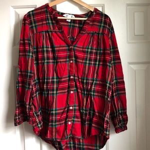 Old Navy red plaid tunic shirt